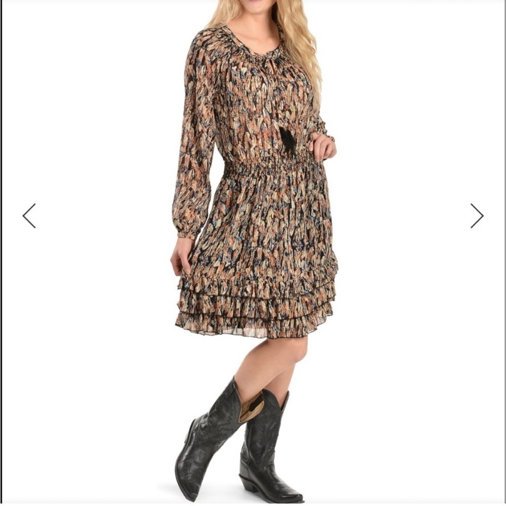 NWT Scully Feather Print Dress Patterned Garment - Picture 4 of 16